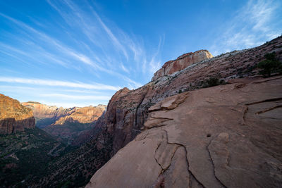 Scenic view of rocky mountains against sky