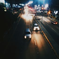 Traffic on road at night