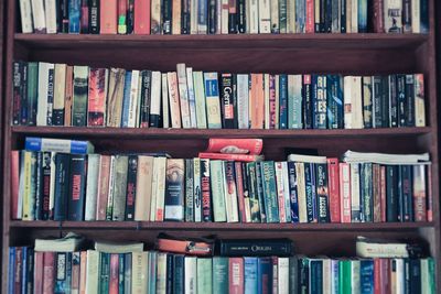 Full frame shot of books in shelf