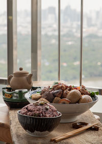 Close-up of food on table