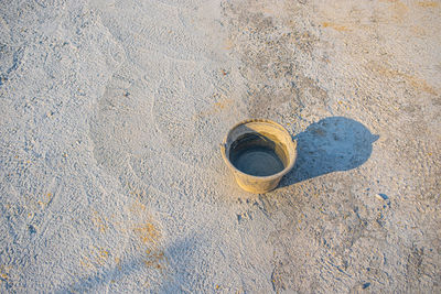 High angle view of stones on sand