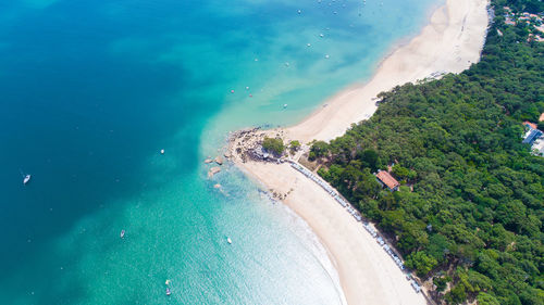 High angle view of beach against sky