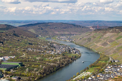 Panoramic view on the valley of the river moselle and the city bernkastel-kues
