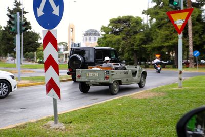 Road passing through city