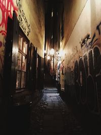 Illuminated lanterns hanging at night