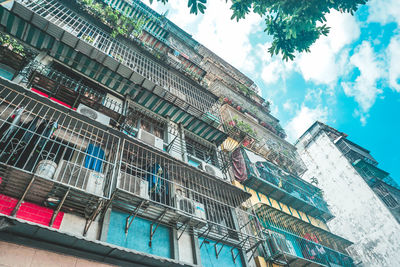 Low angle view of residential building against sky