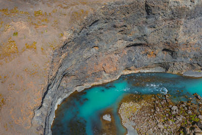 High angle view of rock formations