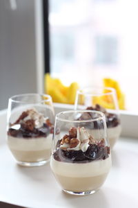 Close-up of breakfast on table