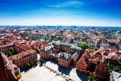 High angle view of buildings in city