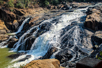 Scenic view of waterfall