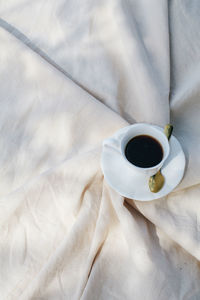 High angle view of coffee on table