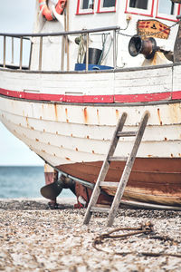 Boat moored at beach