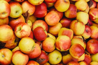 Full frame shot of apples for sale at market