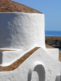 Whitewashed greek orthodox chapel lindos greek island detail