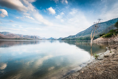 Scenic view of lake against sky