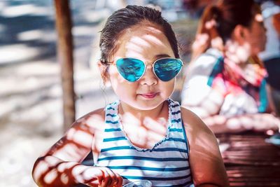 Portrait of a girl wearing sunglasses