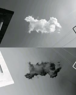 Digital composite image of smoke emitting from car against sky