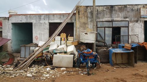 Scrap in front of abandoned houses