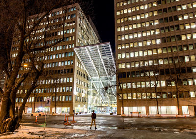 Modern office building at night