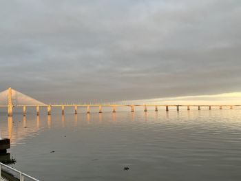 Scenic view of sea against sky at sunset