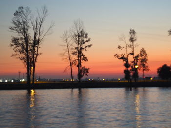 Silhouette trees against sky during sunset