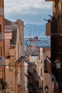 High angle view of buildings in city against sky