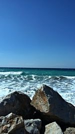 Scenic view of sea against clear sky