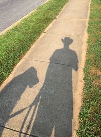 Shadow of people on road