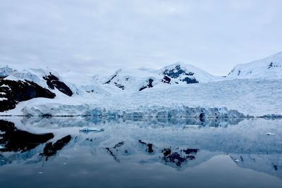 Scenic view of frozen lake against sky