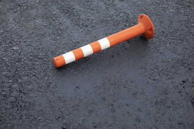 High angle view of equipment on road