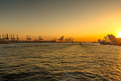 Scenic view of sea against sky during sunset