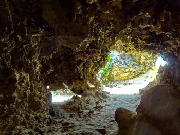 Close-up of illuminated cave