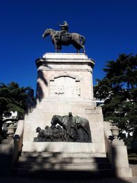 Low angle view of statue against clear sky