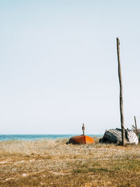 Scenic view of sea against clear sky