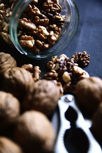 High angle view of nuts on table