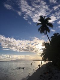 Scenic view of sea against sky at sunset