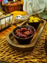 High angle view of food on table