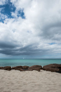 Scenic view of beach against sky