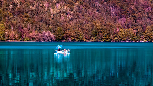 Scenic view of lake against trees