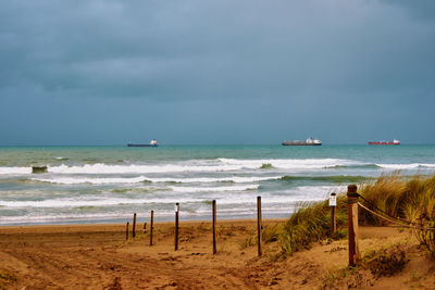 Scenic view of beach against sky