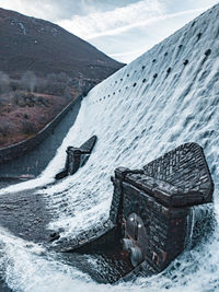 Artificial waterfall from a dam