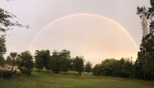 Scenic view of rainbow against sky