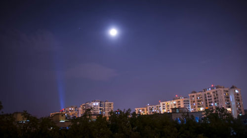 Illuminated buildings at night