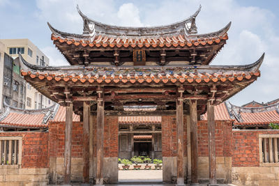 Exterior of temple building against sky