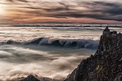 Scenic view of sea against sky during sunset