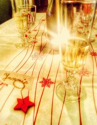 Close-up of wine glass on table