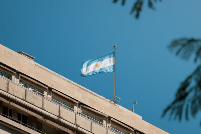 Argentina flag waving against clear blue sky