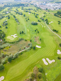 High angle view of golf course