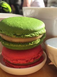 Close-up of dessert in plate on table