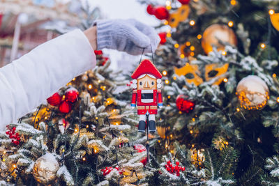 View of christmas tree in snow